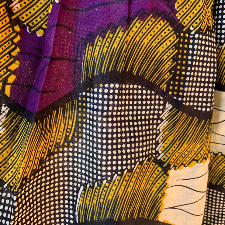 AFRICAN PRINT PURPLE YELLOW  TOP BLOUSE