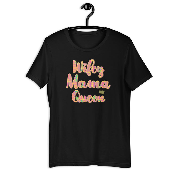Wifey Mama Queen pink Kente cloth Gift for Mothers Day T- shirt