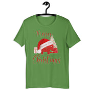 Merry Christmas Red Elephant with Santa Hat t-shirt