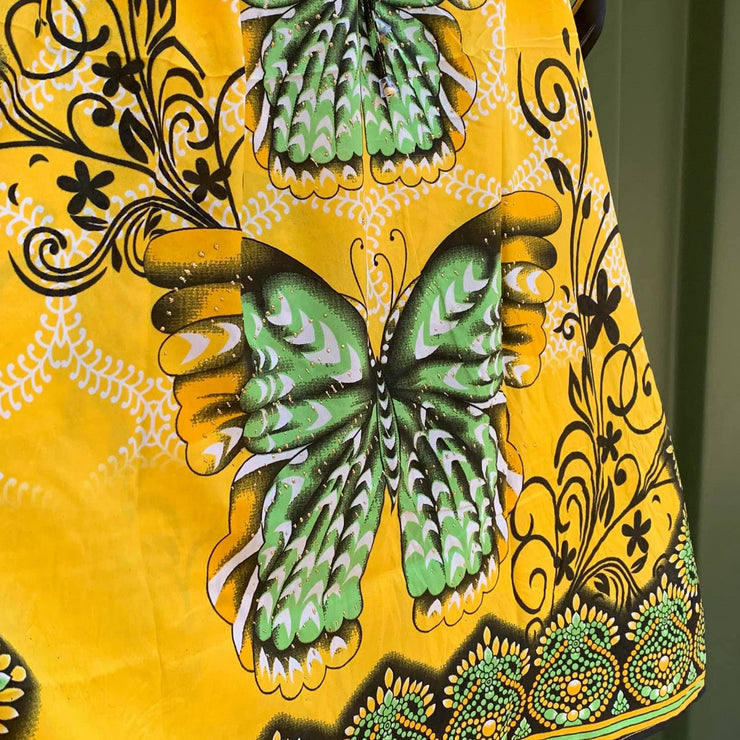 Yellow,Green ,Black  Butterfly KAFTAN MUUMUU