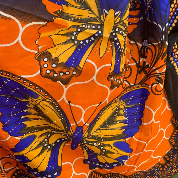 Monarch Butterfly , Blue  , Orange, Yellow KAFTAN MUUMUU