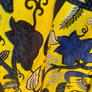 African Print Dress YELLOW FLOWER BLUE Ezichi