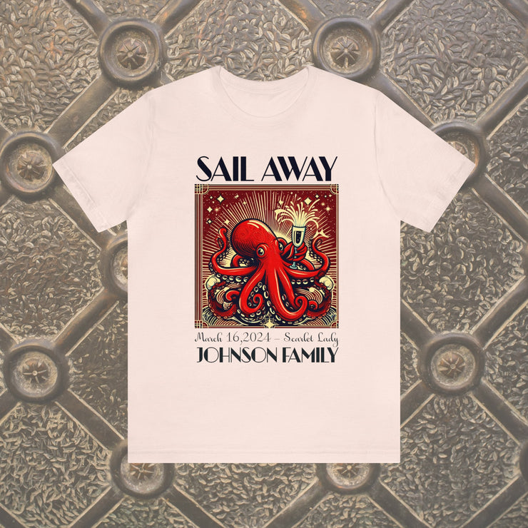 Cruise Sail Away T-Shirt, Personalized Art Deco Tee, Group Family Vacation Shirt