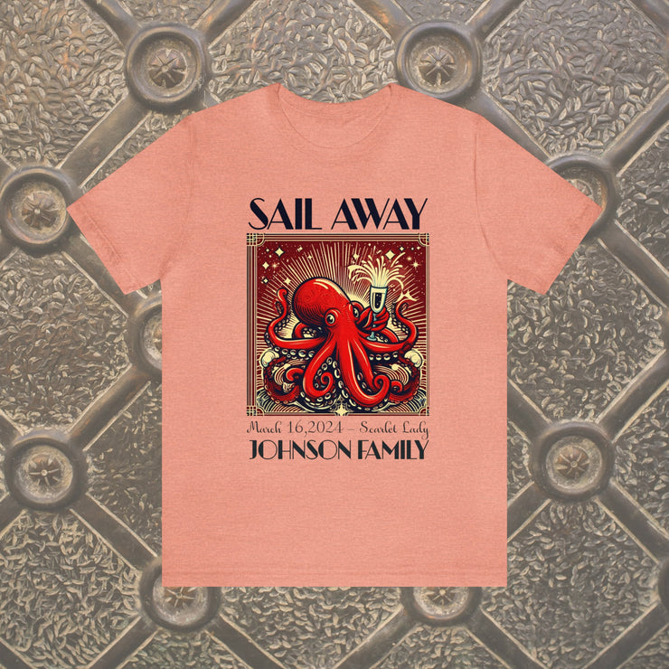 Cruise Sail Away T-Shirt, Personalized Art Deco Tee, Group Family Vacation Shirt